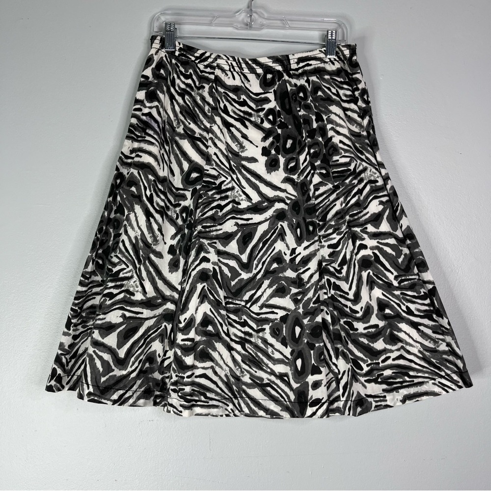 Additions By Chicos Skirt Women’s 1 M Black White Printed Cotton Lined A Line - Picture 7 of 12